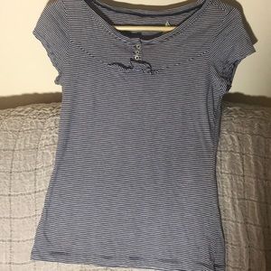 Simple navy and white striped  T-shirt gently worn